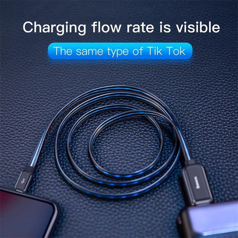 Compatible With , Compatible With , Baseus Flat Glowing 2.4A USB Cable For  Xs Max 8 Plus 1M Fast Charging Sync Data Line LED USB Cable For  SE 7 Cabo