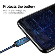 Compatible With , Compatible With , Baseus Flat Glowing 2.4A USB Cable For  Xs Max 8 Plus 1M Fast Charging Sync Data Line LED USB Cable For  SE 7 Cabo