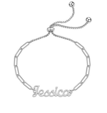 Adjustable Custom Name Bracelet Personalized Paper Clip Name Bracelet