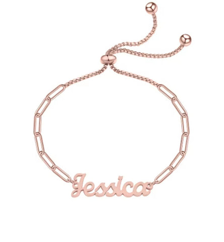 Adjustable Custom Name Bracelet Personalized Paper Clip Name Bracelet