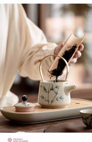 Hand-painted Bamboo Teapot Tea Making Household One Pot Two Cups