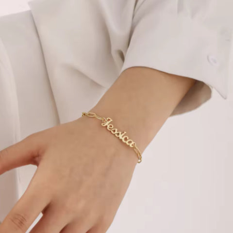 Adjustable Custom Name Bracelet Personalized Paper Clip Name Bracelet