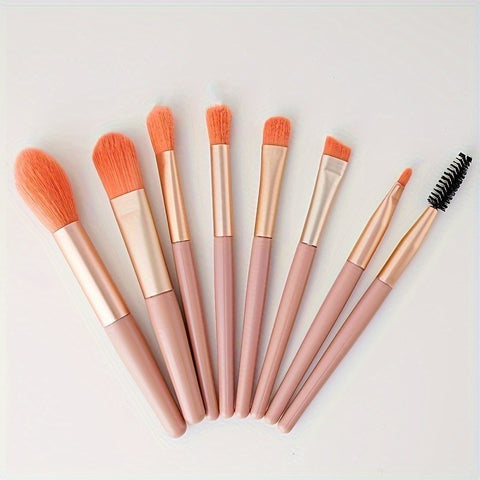 A Set Of 8 Portable Makeup Brushes, Suitable For Concealer, Foundation, Soft Bristles, Eye Makeup Tools, Beginner Mini Set, Portable Beauty Tools