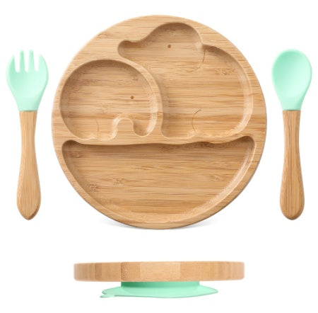 Bamboo And Wood Children's Suction Cup Tableware